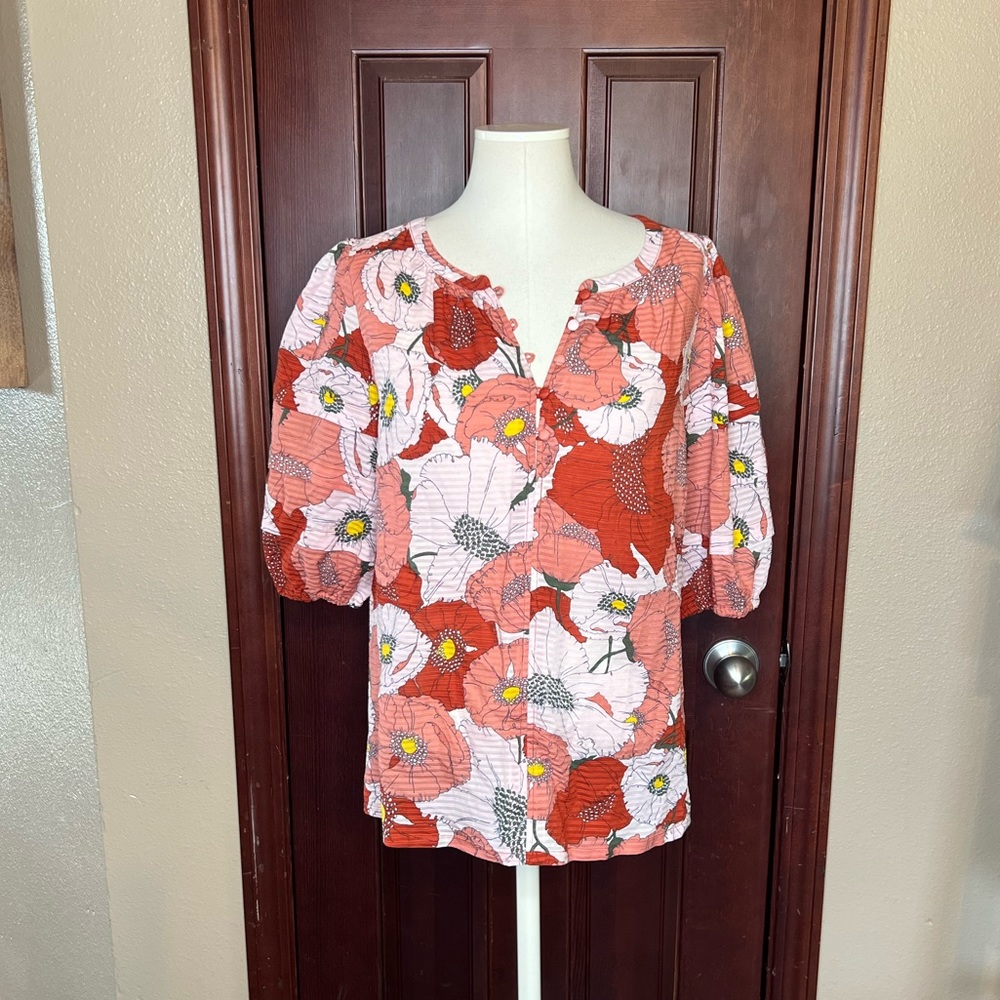 Loft Beautifully colored floral blouse NWT
